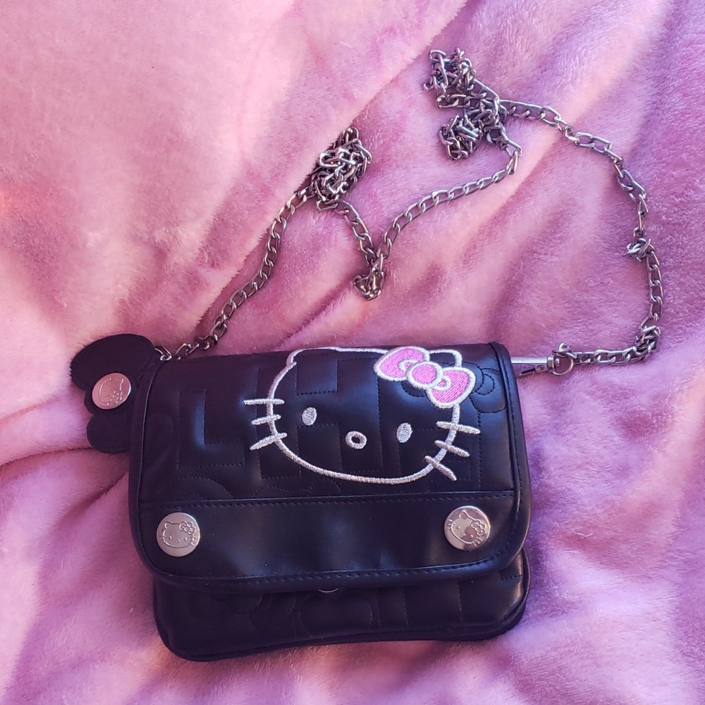 Hello Kitty Black Crossbody Bag with silver chain